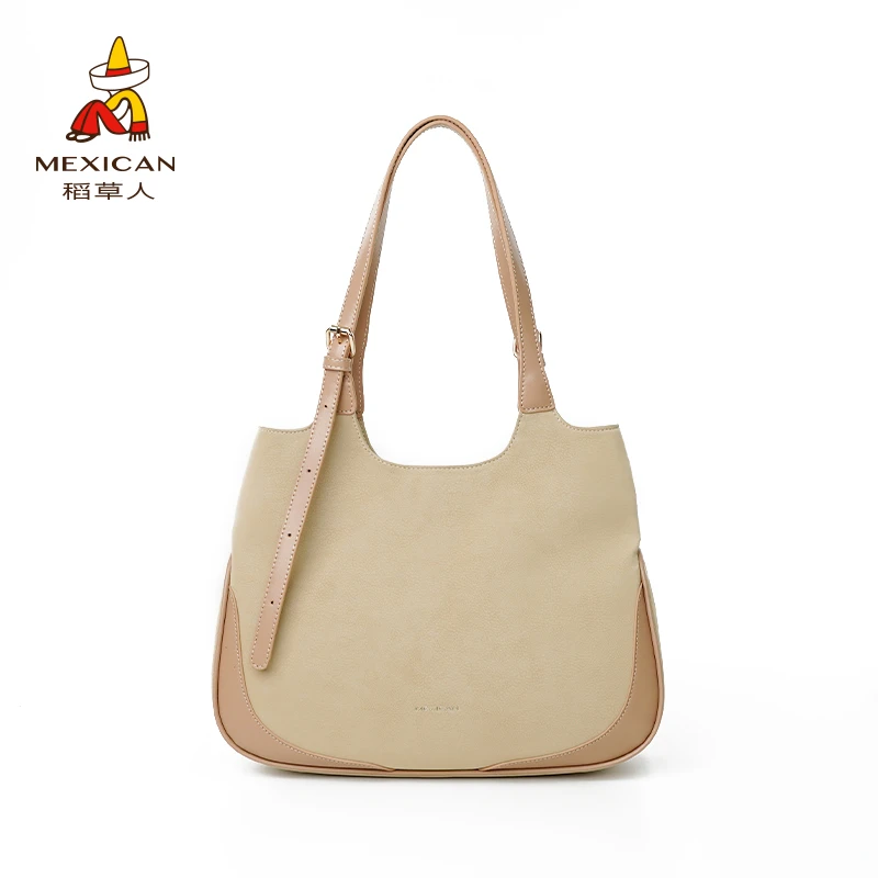 稻草人秋冬新品单根肩带简约风通勤秋冬时尚女士托特包单肩包