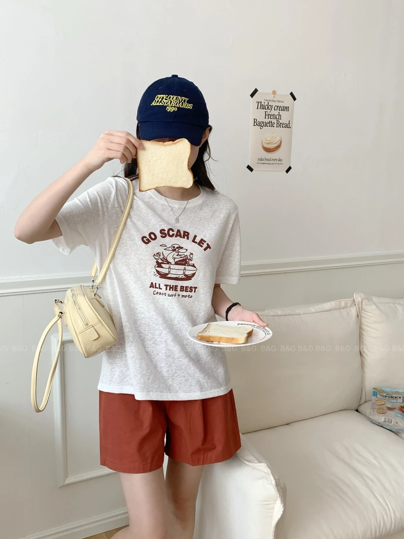 雪花棉修身型1622圆领印花短袖T恤家居服休闲夏季外穿套装韩版