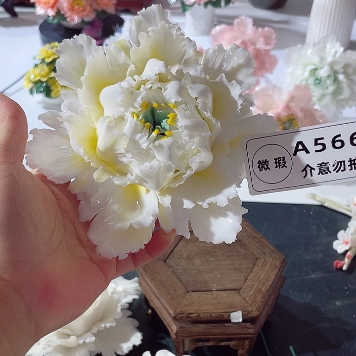 瓷片纯陶瓷手工捏花