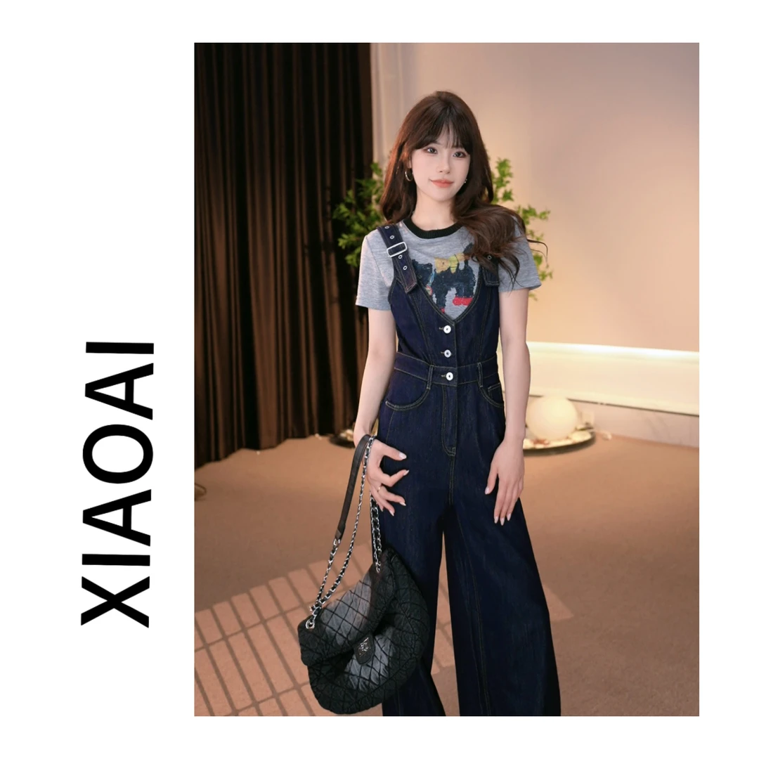 小艾2025初夏新款高级气质显瘦背带裤女F040