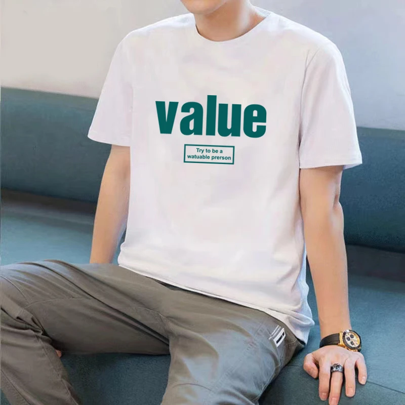 简约短袖男士运动百搭宽松休闲时尚圆领透气半袖T恤夏季男装