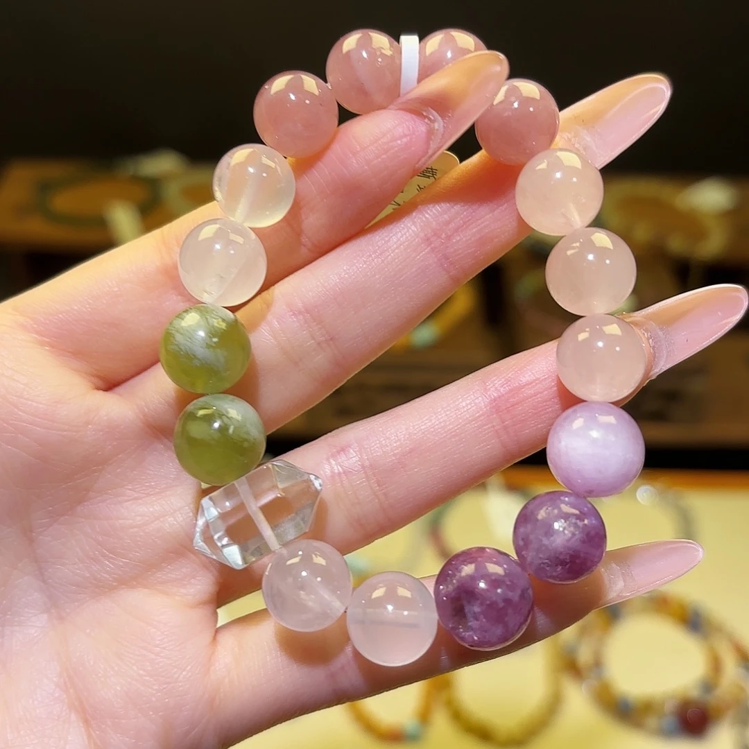 手串银S925镶嵌水晶粉水晶1151