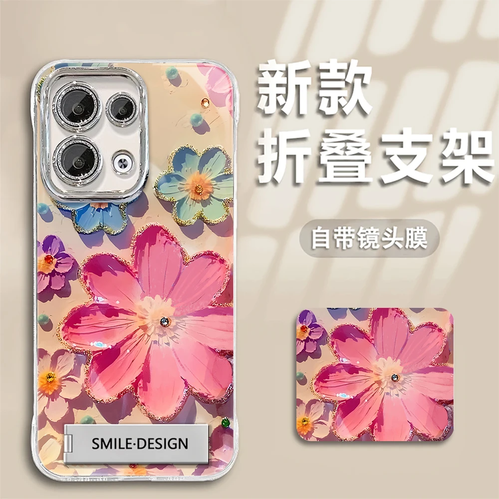 适用于【OPPO】Reno8Pro爆款油画花创意时尚羽纱无边框手机壳