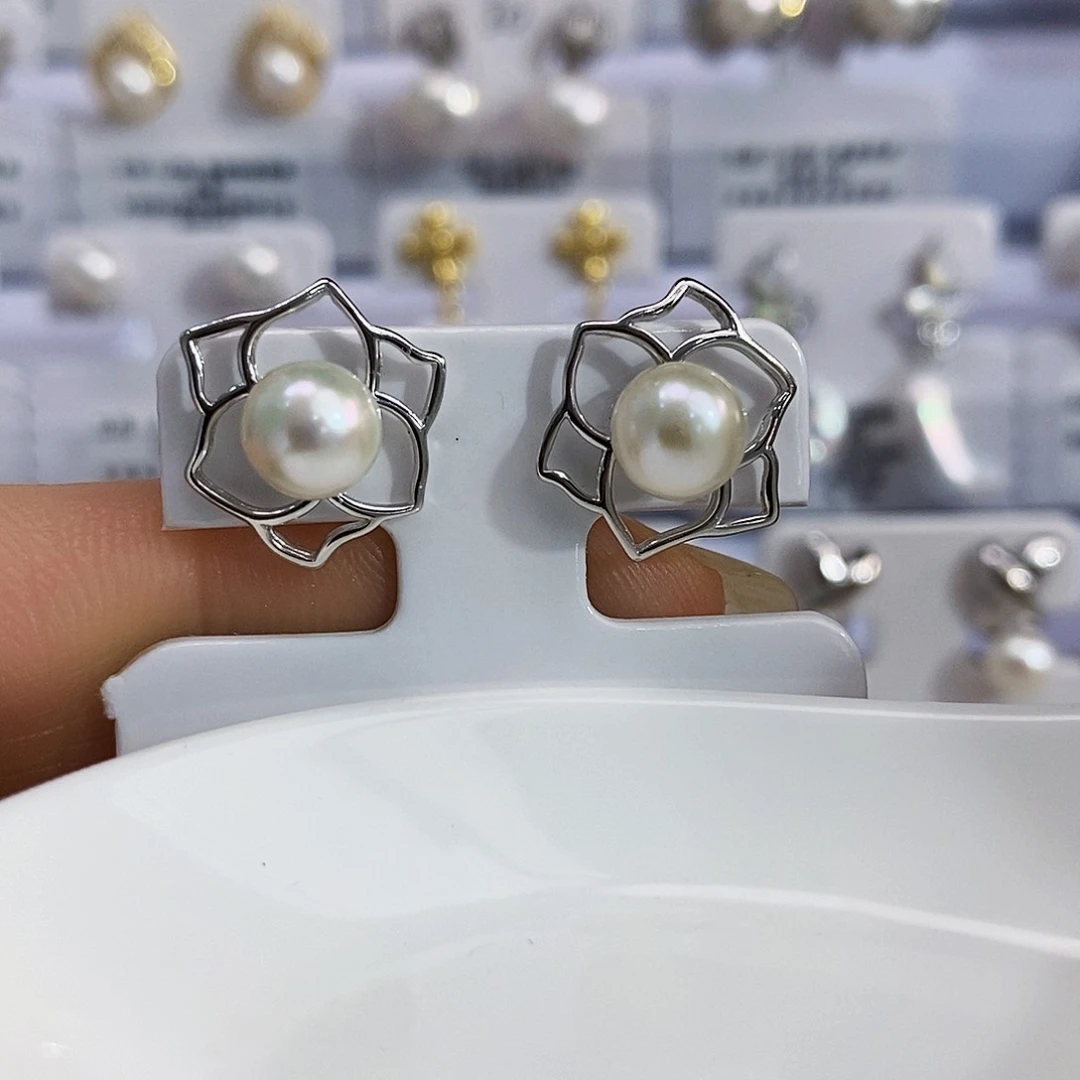 银S925镶嵌特价秒库存清货淡水极光设计款淡水珍珠