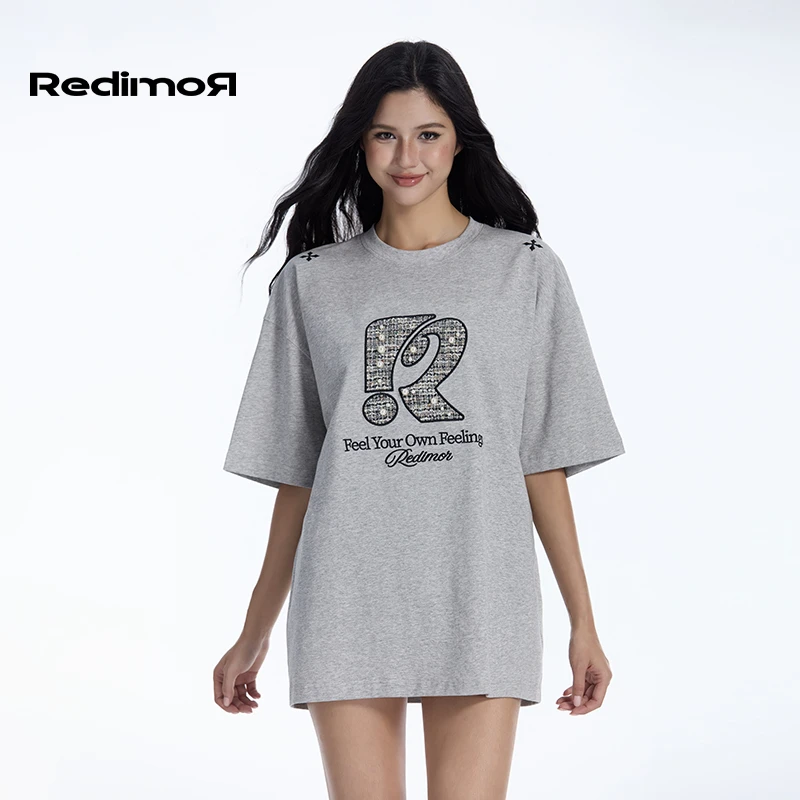 【REDIMOR】美式高街潮牌字母刺绣印花宽松T恤252RZ1116