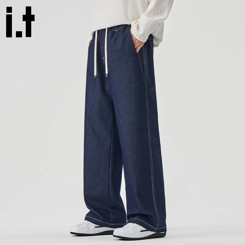 i.t:CHOCOOLATE美式复古水洗蓝牛仔裤男秋冬高级感通勤直筒阔腿裤