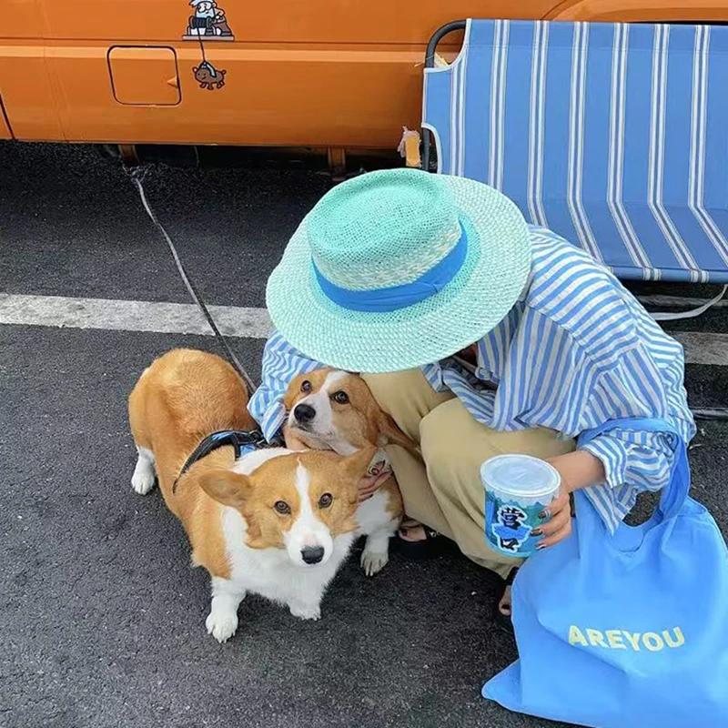 手工编织草帽女夏季度假出游遮阳帽沙滩英伦风ins网红平顶礼帽潮