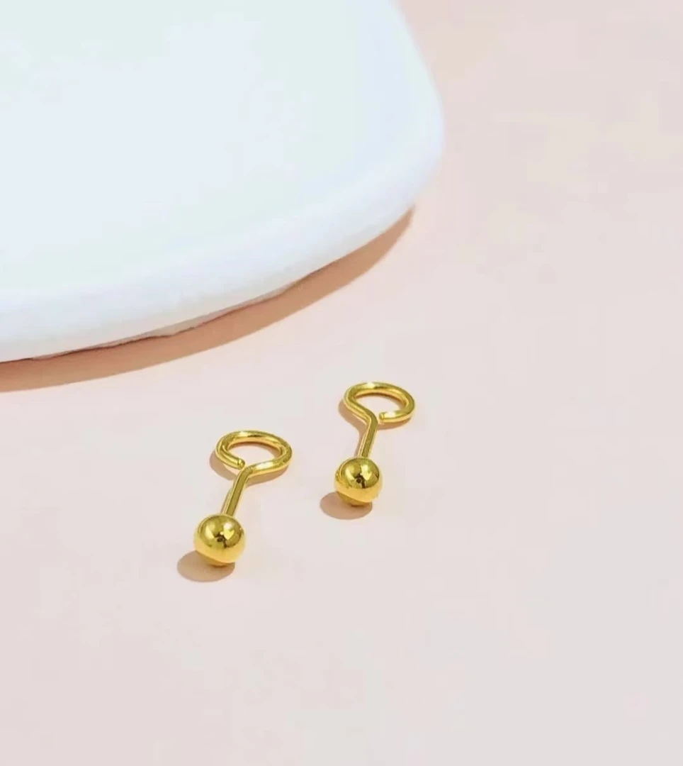 【潮万福】足金圆珠光面耳饰金豆豆圆球简约气质百搭款不过时耳饰