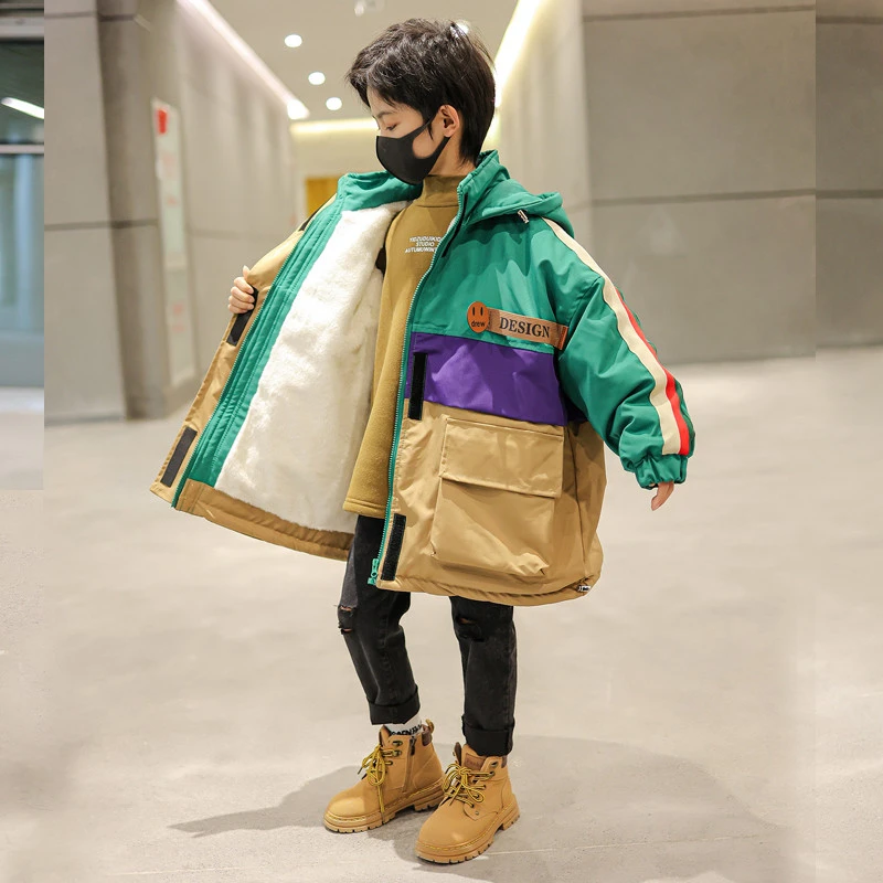 巴拉巴拉云朵童装男童冬装洋气派克服加绒外套2025新款儿童加厚棉