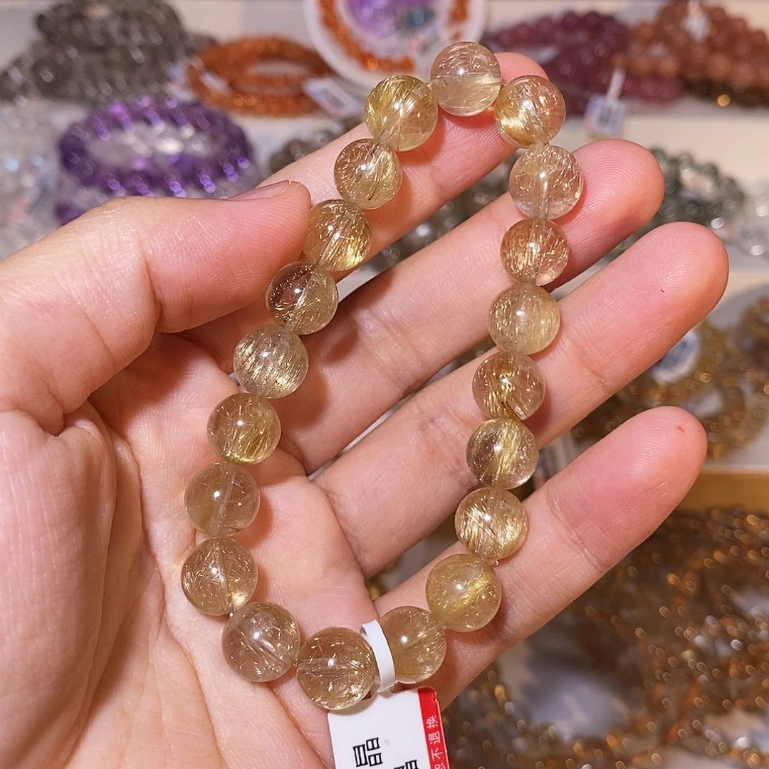 用***4发晶手串未镶嵌金发10mm
