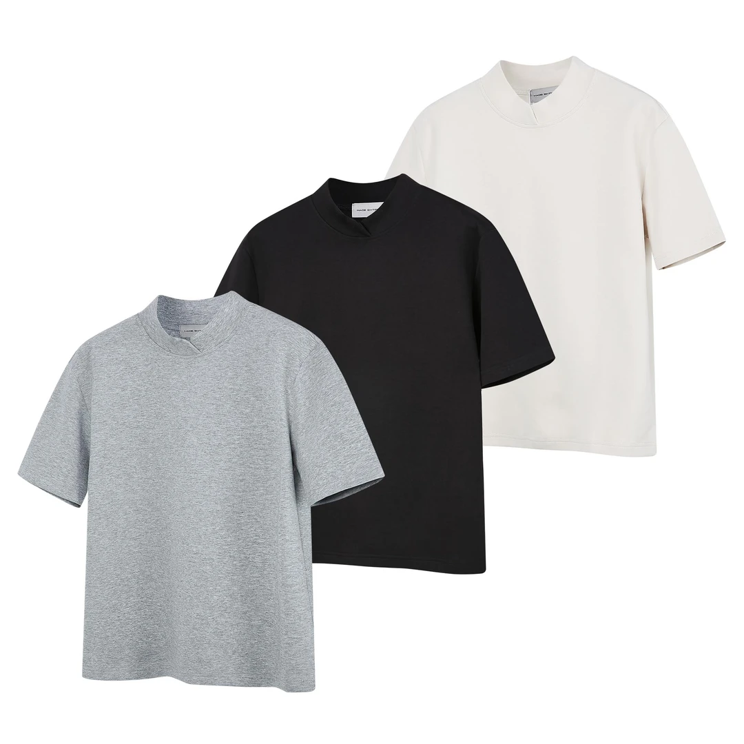 【EME】280g液态棉空气层花瓣领抗皱起球立挺复合面料短宽版型正肩t