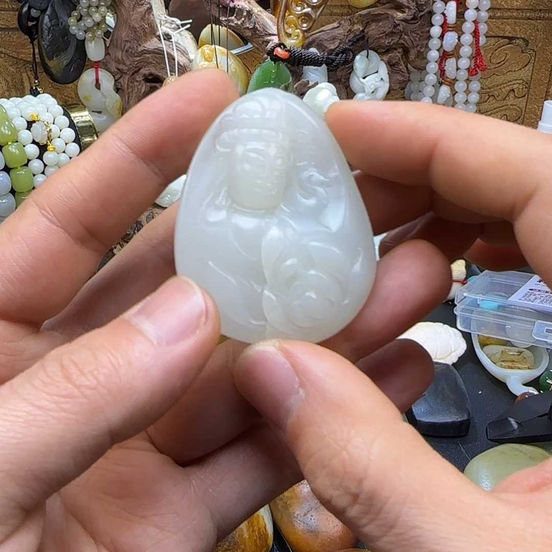 和田玉（子料）未镶嵌吊坠(不含链)和田籽料观音挂件