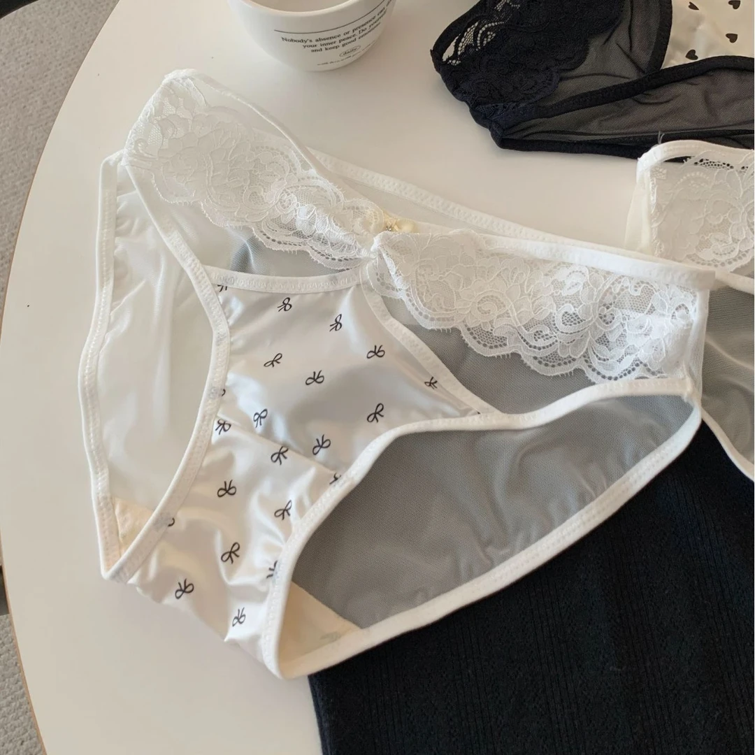 甜心荷尔蒙性感低腰缎面女士三角裤纯欲镂空网纱裆内裤女少女