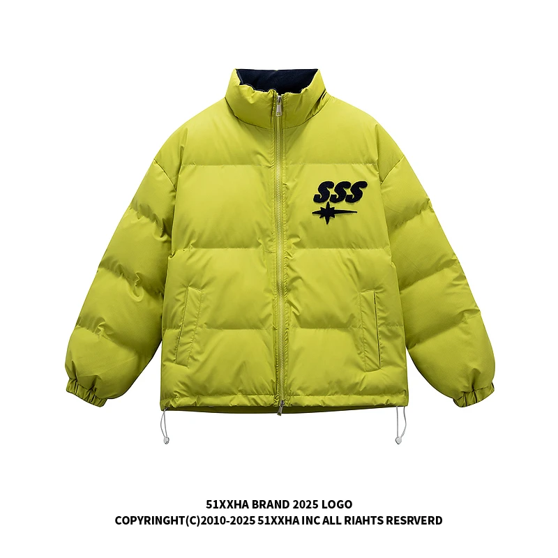 51嘻哈美式高街字母植绒棉衣加厚外套男款冬季情侣oversize面包服