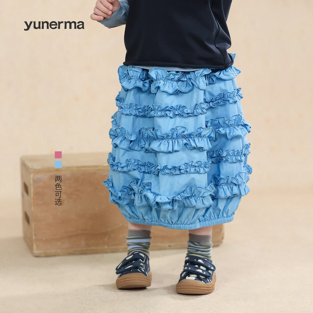 允儿妈女童春夏薄款木耳边花苞短裙宝宝春季洋气半身裙儿童裙子潮