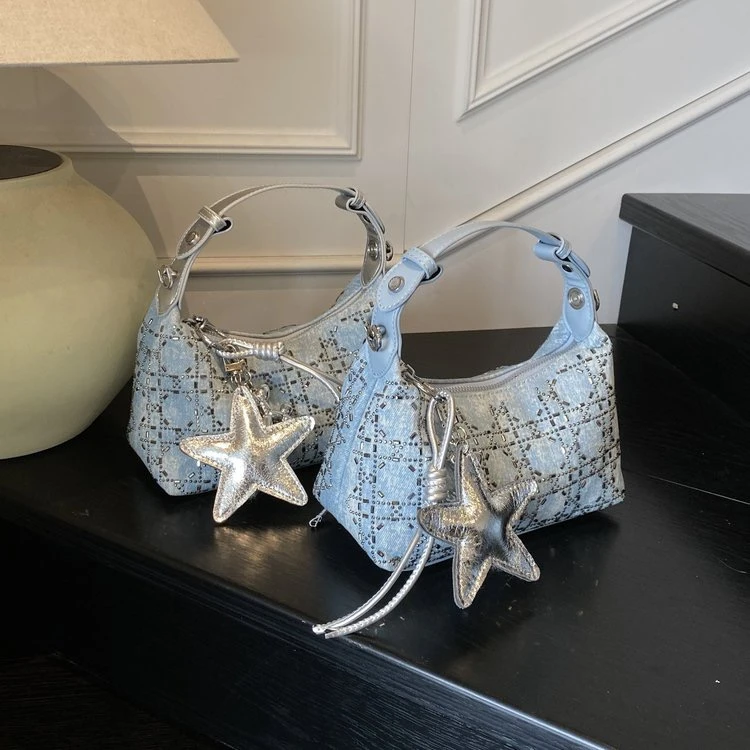 【邱子家】拉链优雅风镶嵌单根耐磨单肩包气质时尚韩系高街穿搭