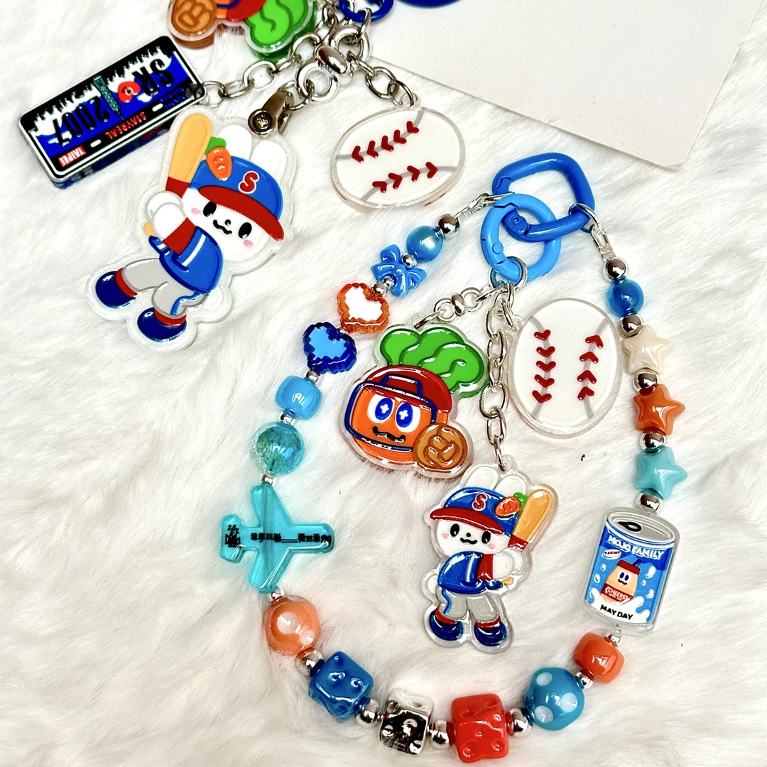 mayday五月天周边 蓝色棒球兔手机链挂件