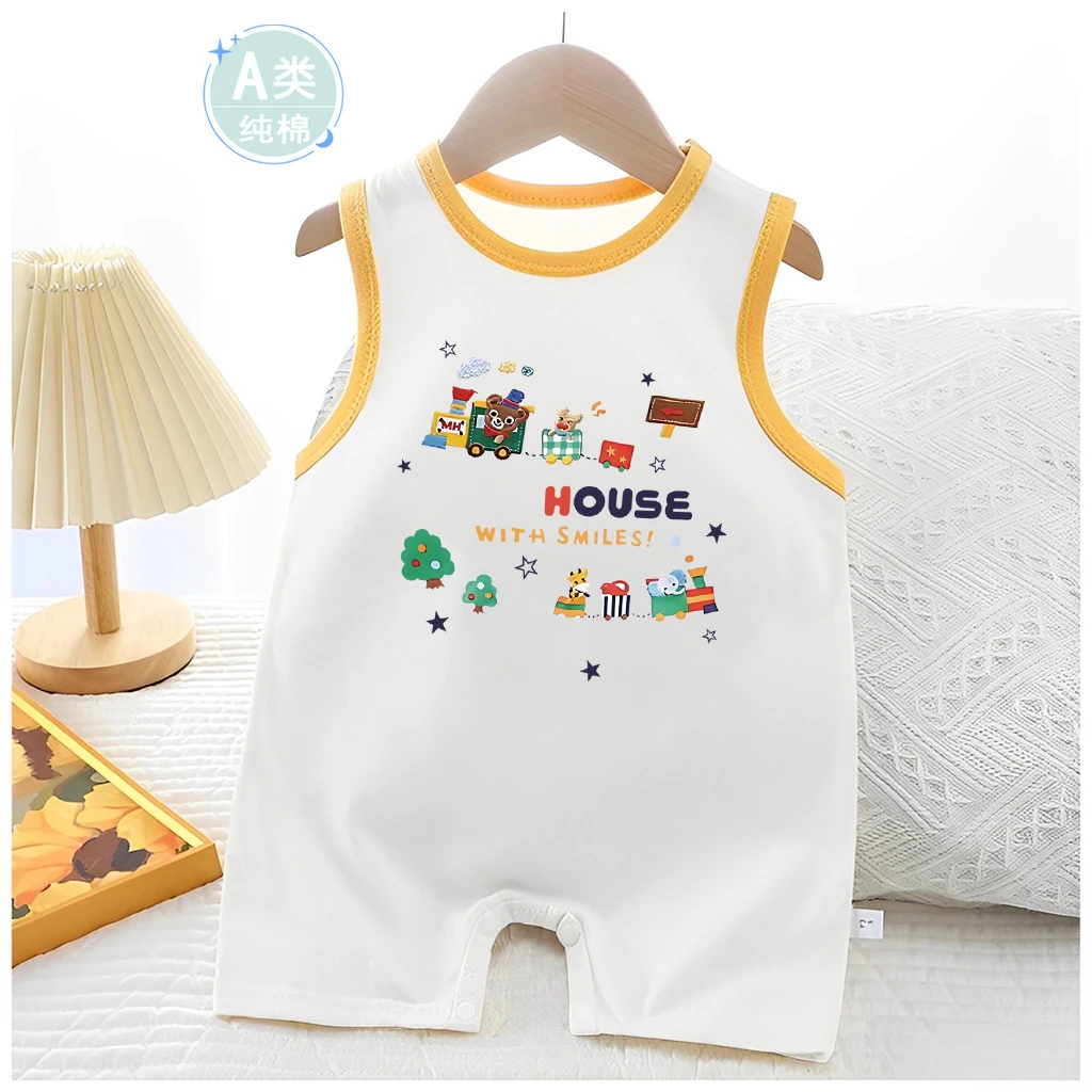 套头婴儿无袖连体衣夏季1一16月男女宝宝新生儿夏装纯棉女哈衣服