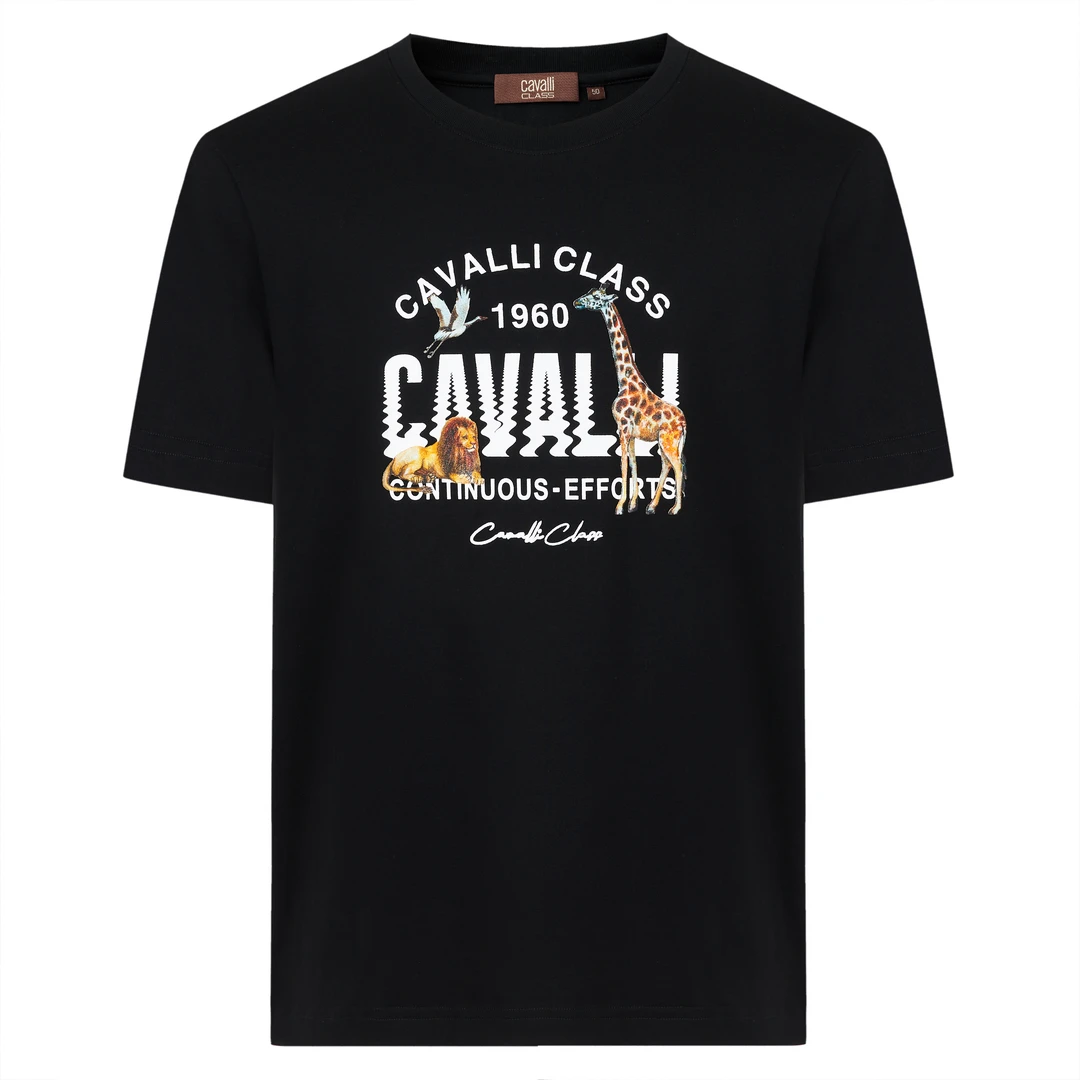 Cavalli Class25夏男士短袖动物元素休闲日常100棉rwc241