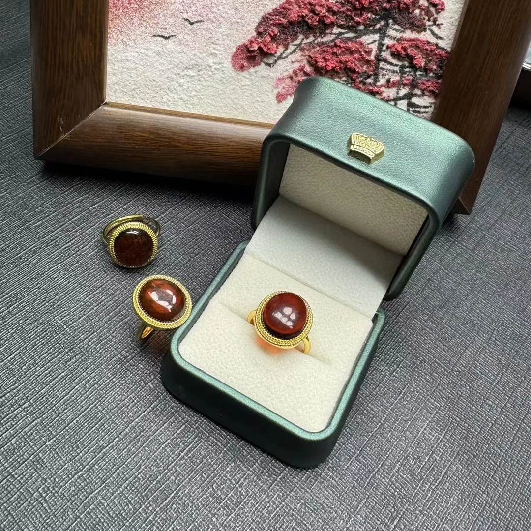 A426  血珀蛋面时尚简约款戒指【多样性发其一】