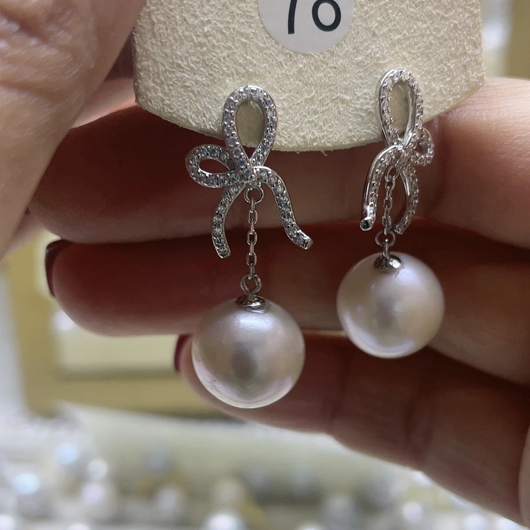 淡水珍珠耳饰银S925镶嵌
