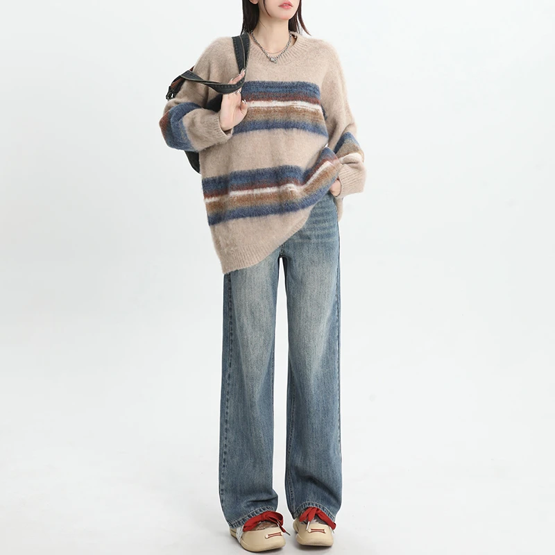 宽松窄版阔腿牛仔裤女2025新款秋冬爆款裤子高腰显瘦小个子直筒裤