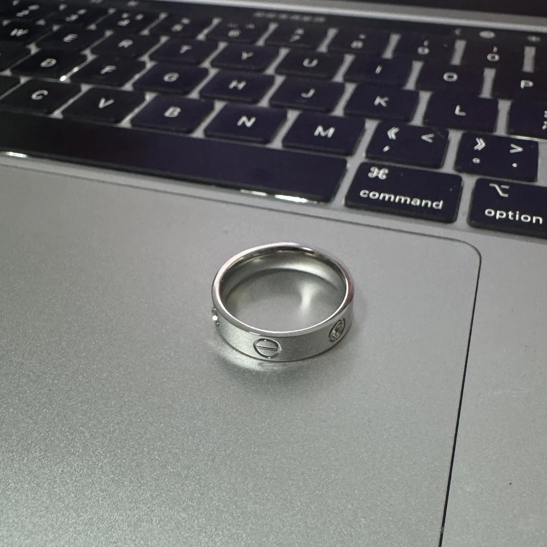 钛钢戒指 Q22-钛钢不掉色卡一丁一钻款戒指