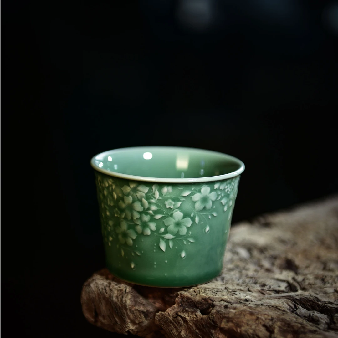 【小田甄陶】繁花-瓷茶记-猪口杯-260ML（瓷茶FH0002）