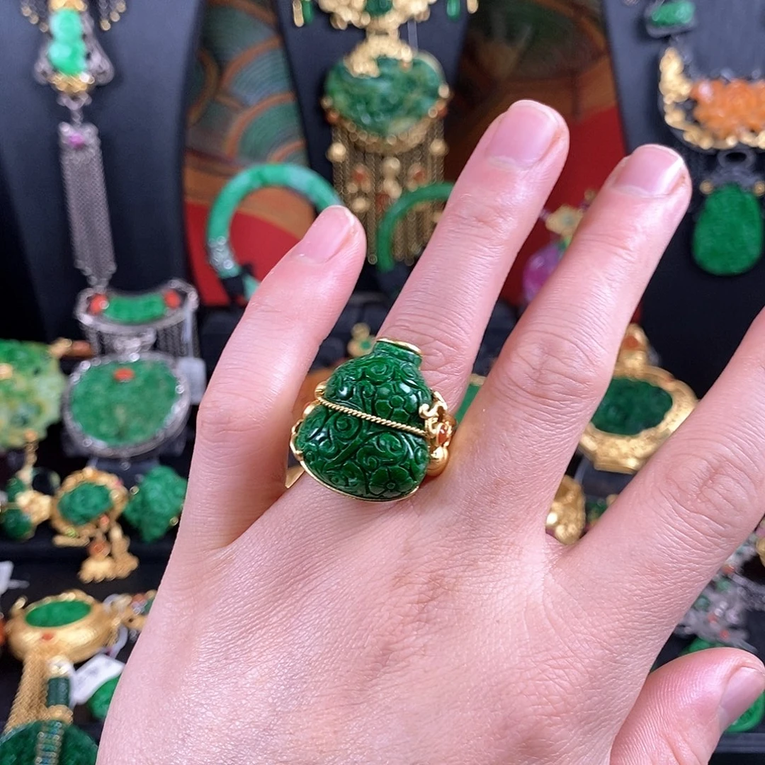 翡翠银S925镶嵌戒指戒指
