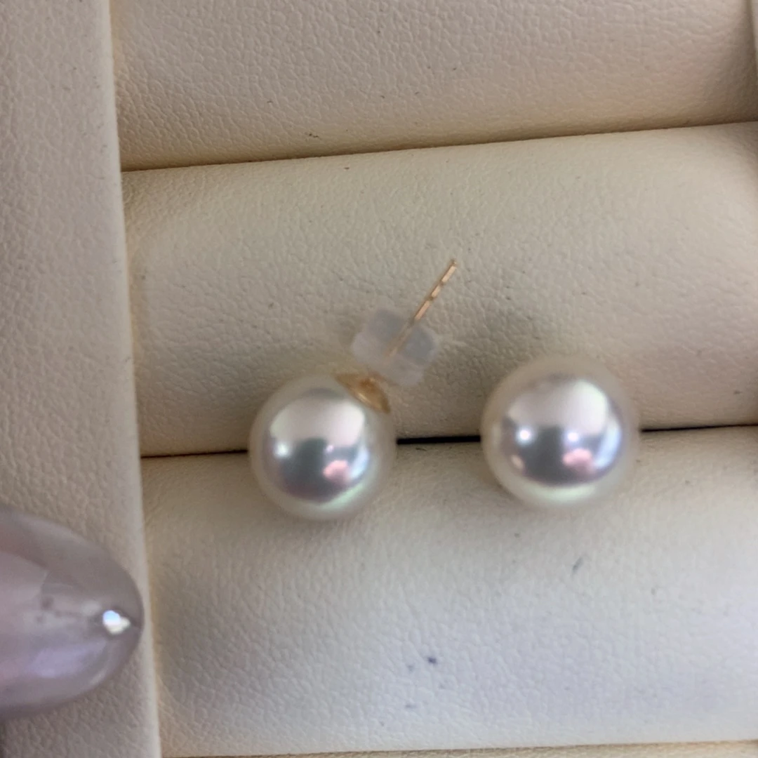 18K金镶嵌耳饰海水珍珠