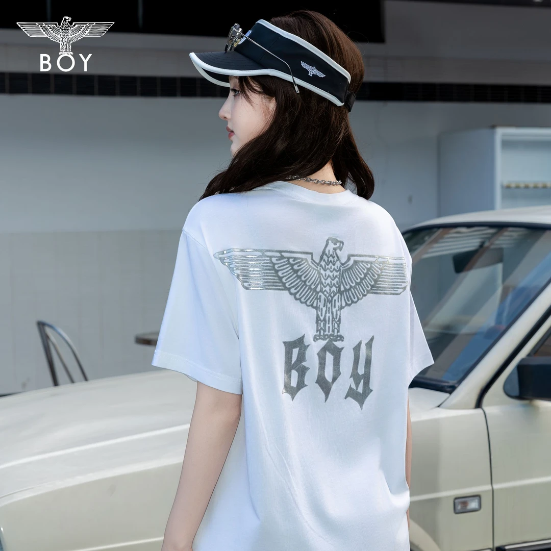 【镜面天使】BOYLONDON夏季短袖情侣款时尚宽松百搭半袖T恤N01027