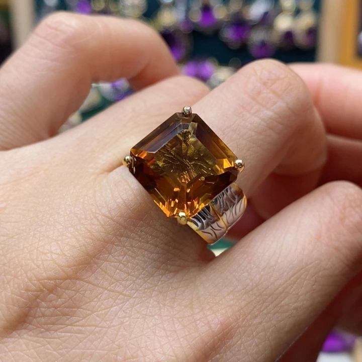 水晶戒指银S925镶嵌天然水晶戒指