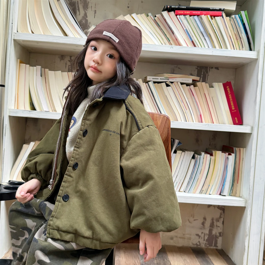 女童外套秋冬款棉衣男童冬装外套加绒棉服儿童衣服洋气休闲女宝宝