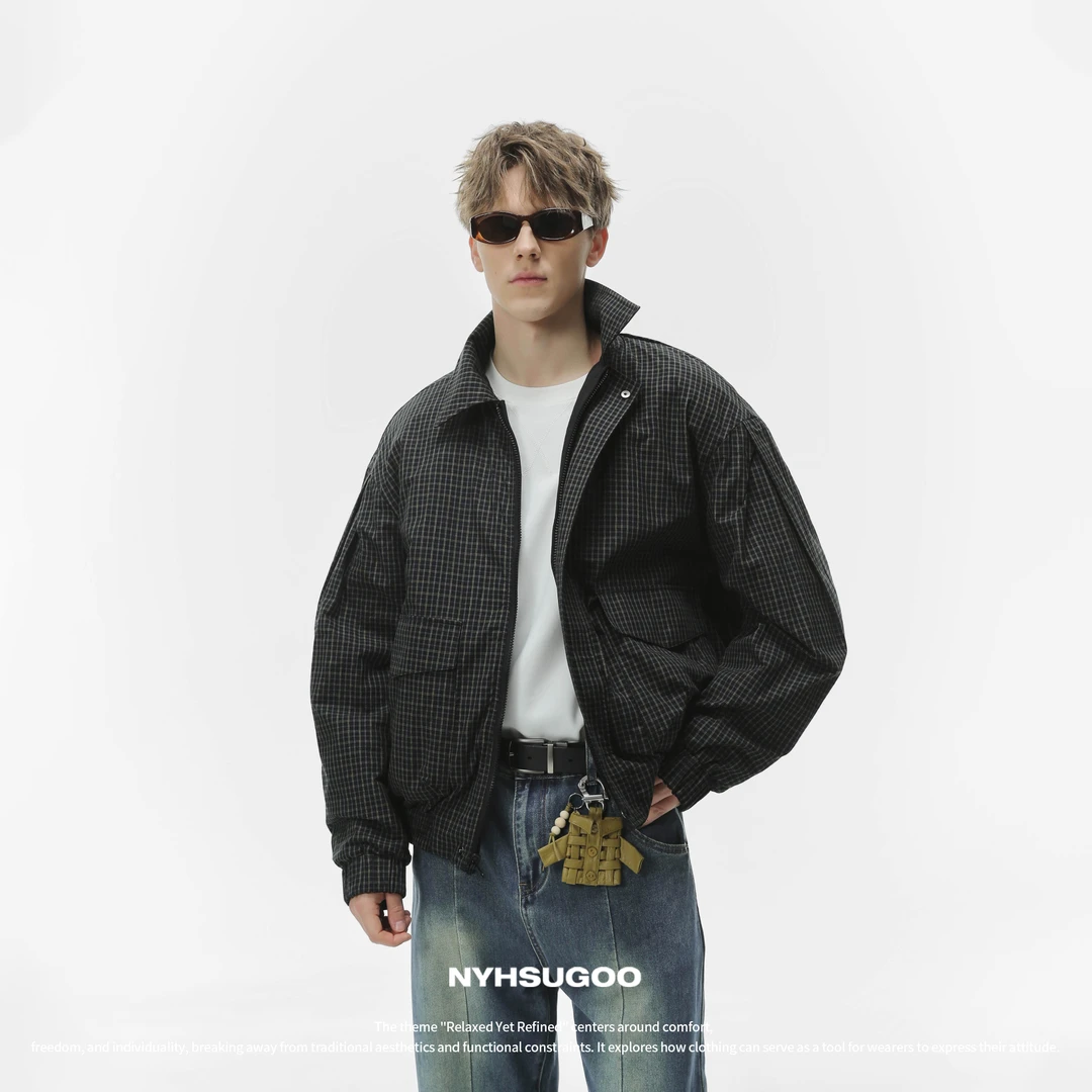 NYHSUGOO/南乙3497致橡树新品春季韩系极简两面穿夹克男士设计款