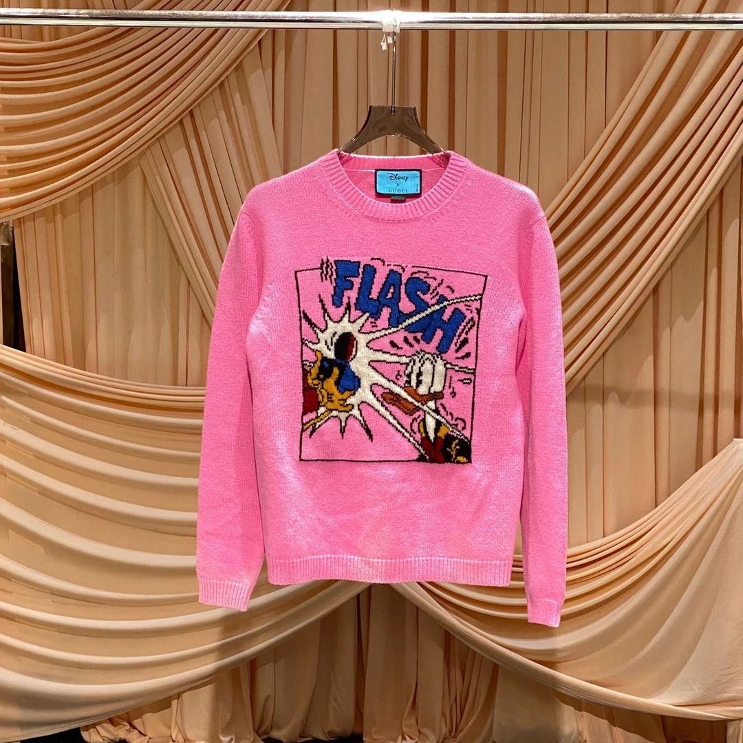 99新 GUCCI/古驰 Gucci 粉色唐老鸭针织毛衣/s码/99新/JM36356