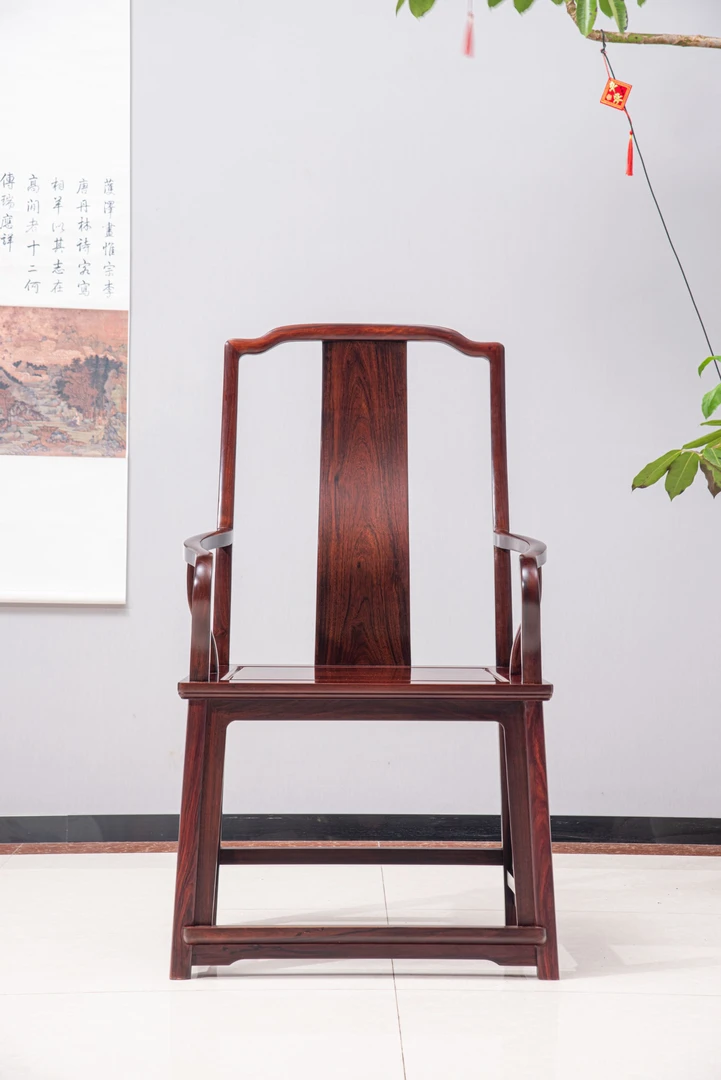 白酸枝奥氏黄檀明式方财扶手椅客人椅红酸枝禅意圈椅茶椅书椅茶室