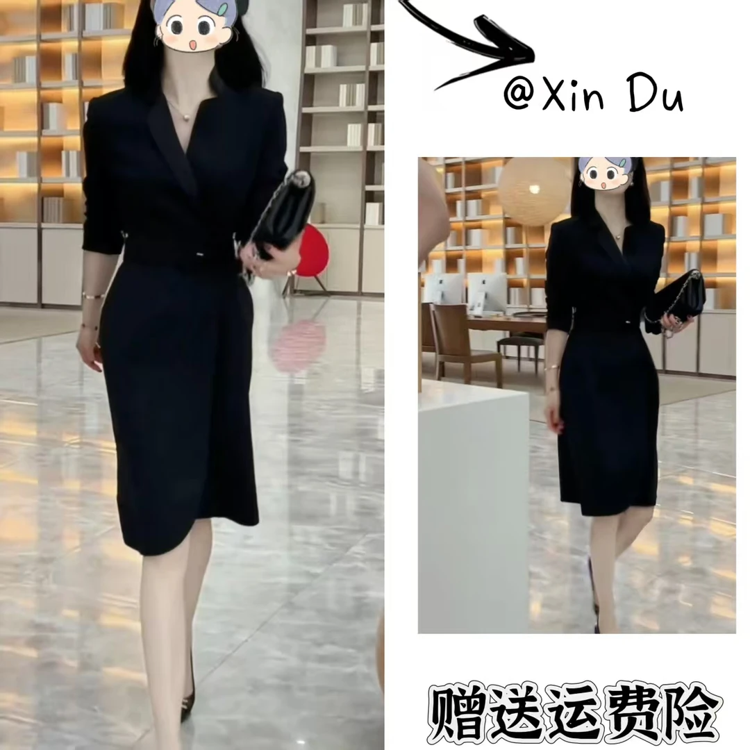 2025秋季新款时尚显瘦气质女士网红洋气连衣裙百搭款D22251