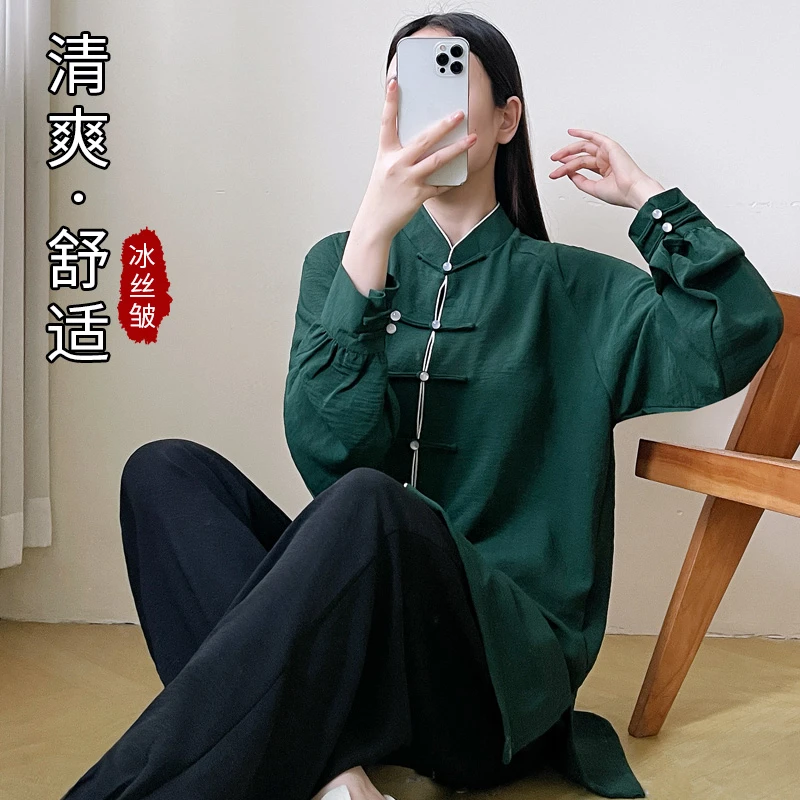 太极服女高端新中式八段锦春夏季练功服男晨练表演服禅修太极服