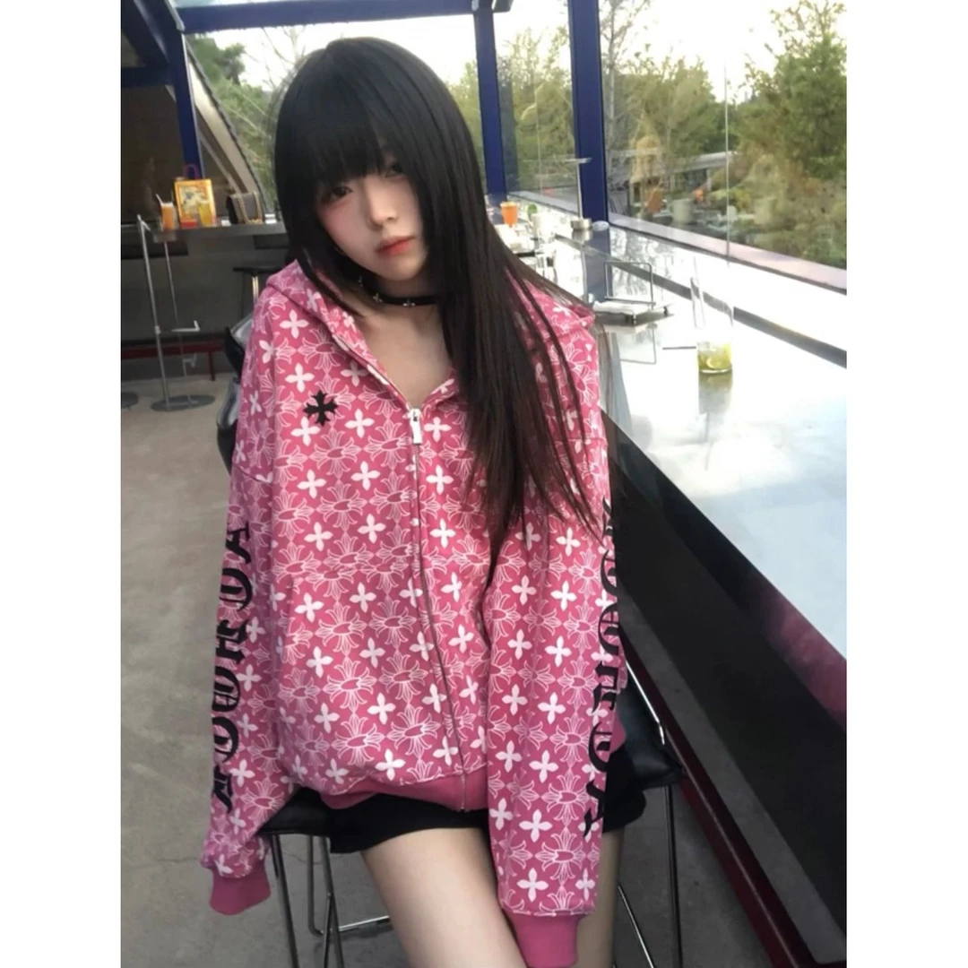 美式慵懒风爆款连帽卫衣男女秋冬宽松显瘦加绒加厚开衫外套ins潮