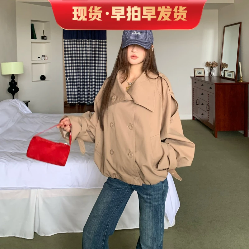 橘子树在哪儿英伦风复古立领短款风衣秋季款时尚简约宽松休闲外套