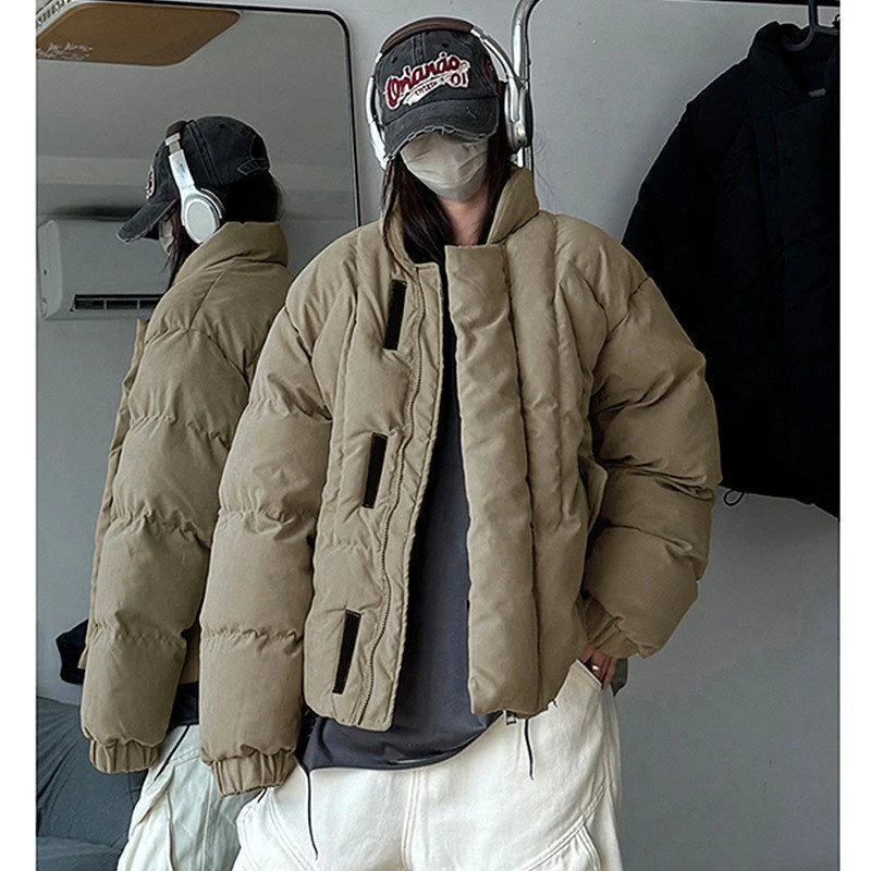 美式纯色2024麂皮日系棉衣冬季韩版男宽松时尚棉服帅简约潮流休