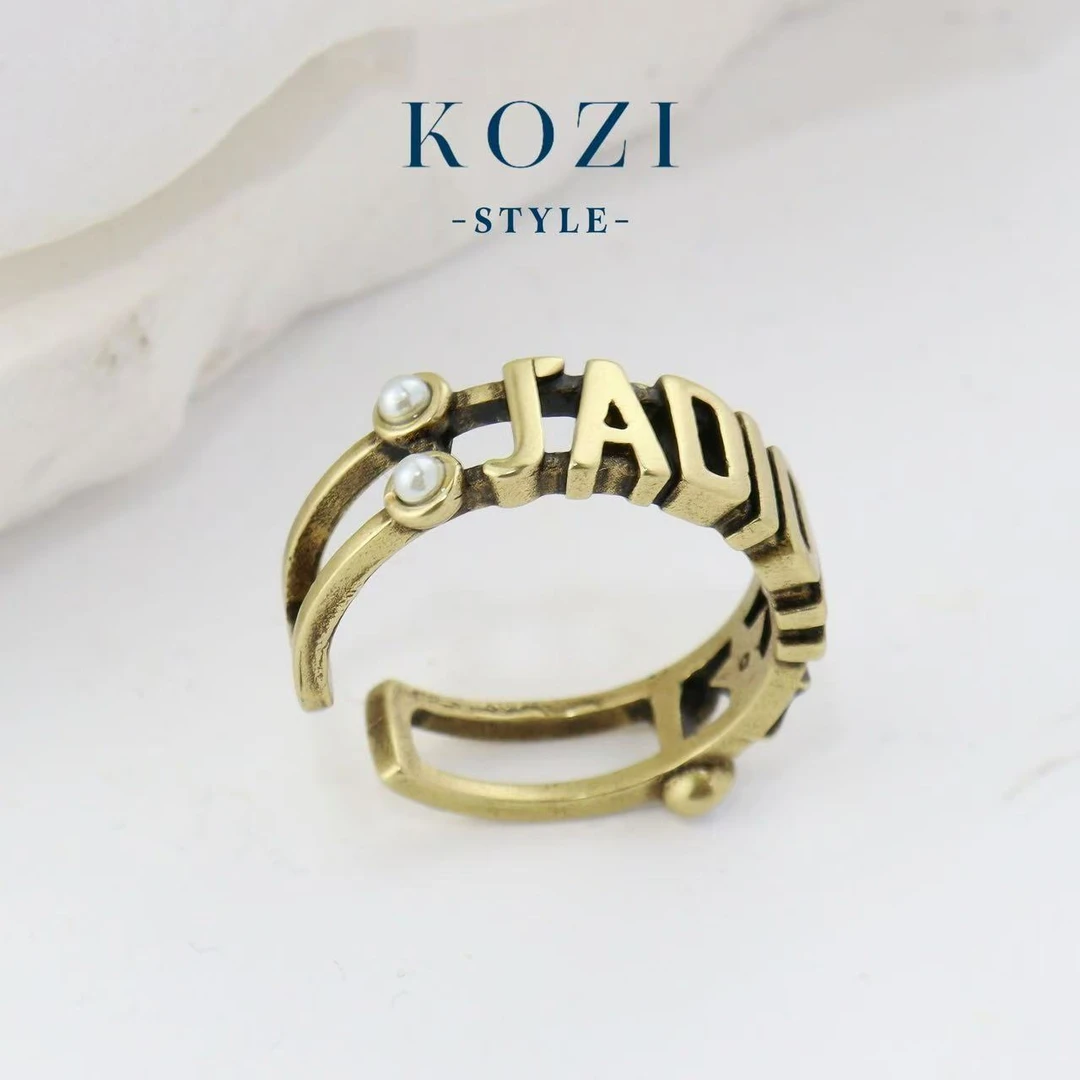 WANXI 经典做旧珠珠DD家开口戒指经典欧美小众