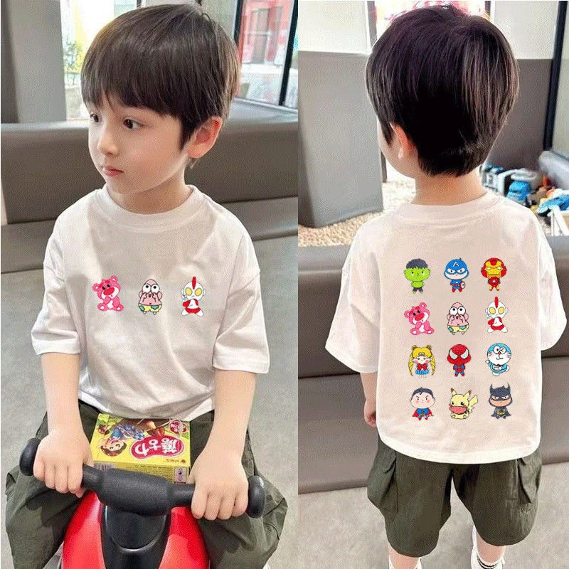儿童短袖T恤100纯棉圆领卡通奥特曼夏季男童女童宝宝新款上衣洋气