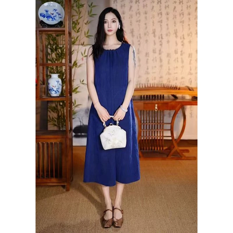 1【碧波诗篇】新中式国风桑蚕丝香云纱女连衣裙