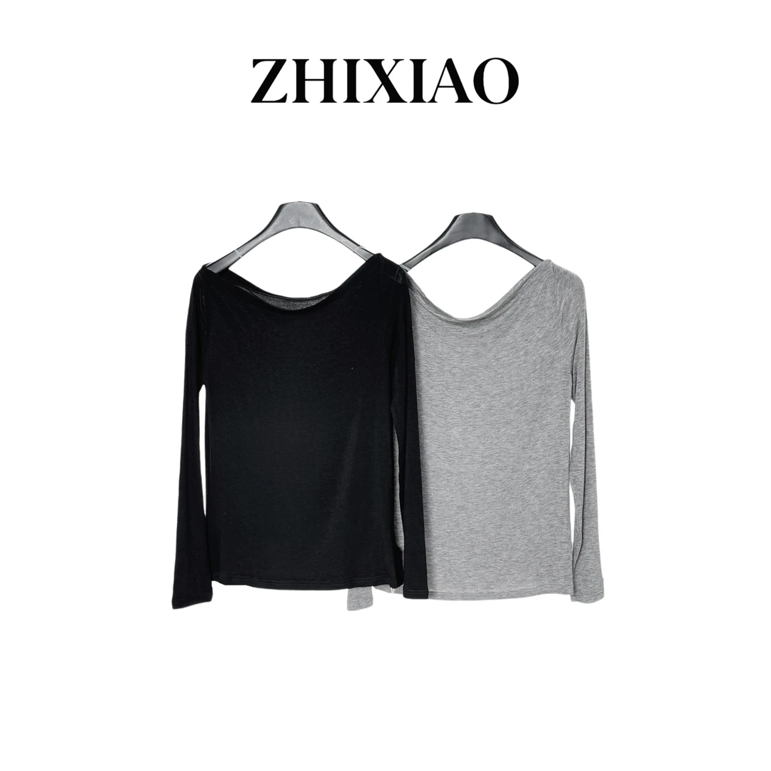 【ZHIXIAO】夏季新款：一字肩长袖上衣10447