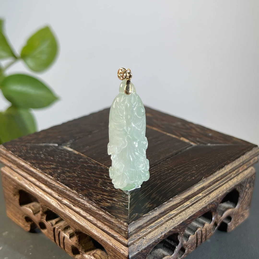 JCA23-71 天然翡翠缅甸A货 18K扣百事来财