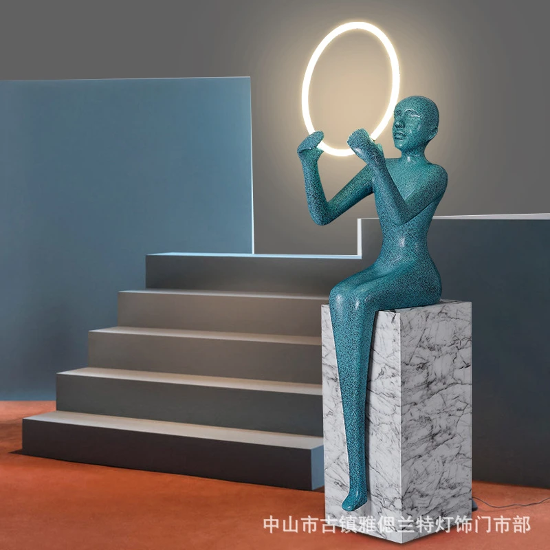 北欧后现代抽象人物雕塑落地灯售楼处酒店大堂样板房装饰艺术品灯