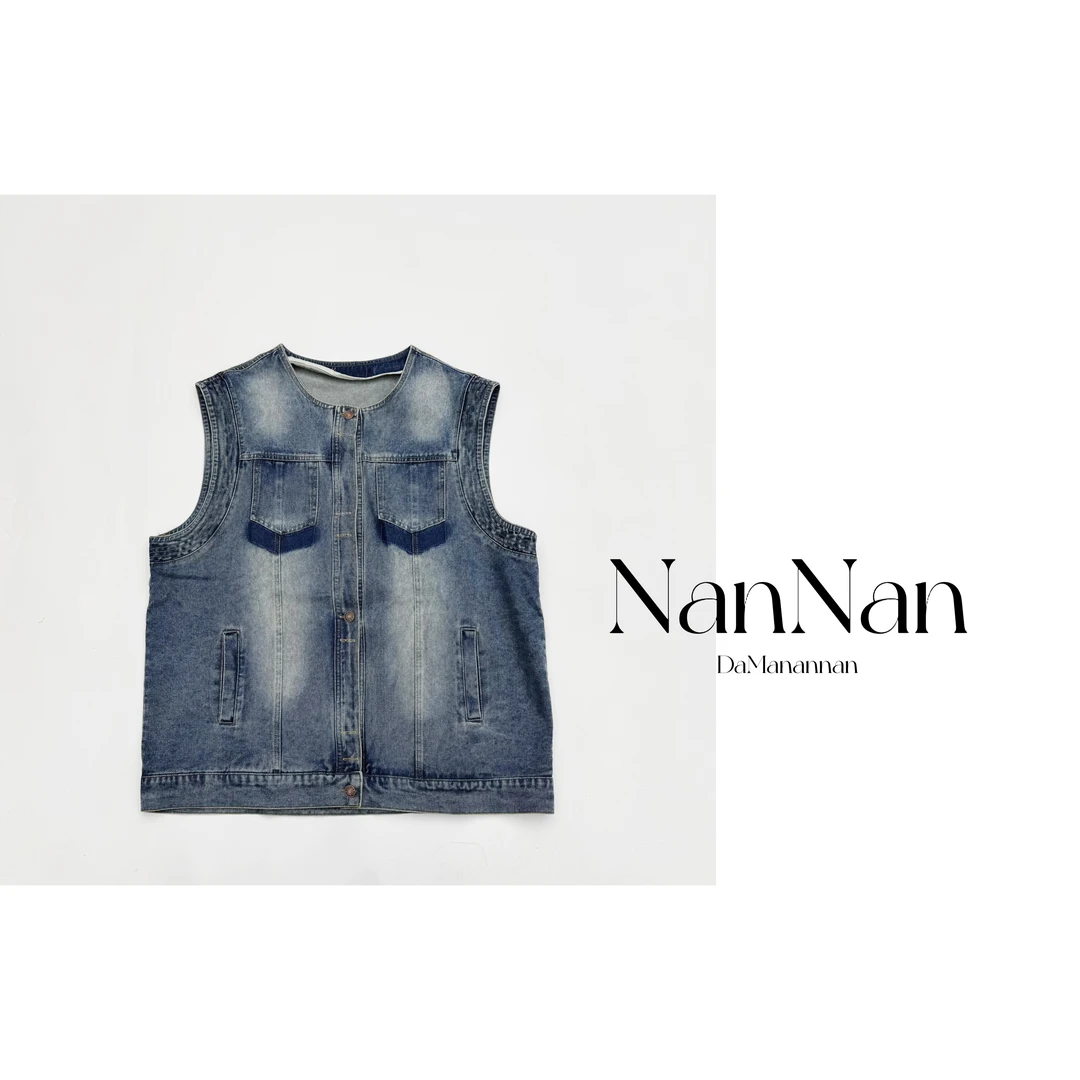 【楠楠推荐】春季新款设计感牛仔马甲C5036