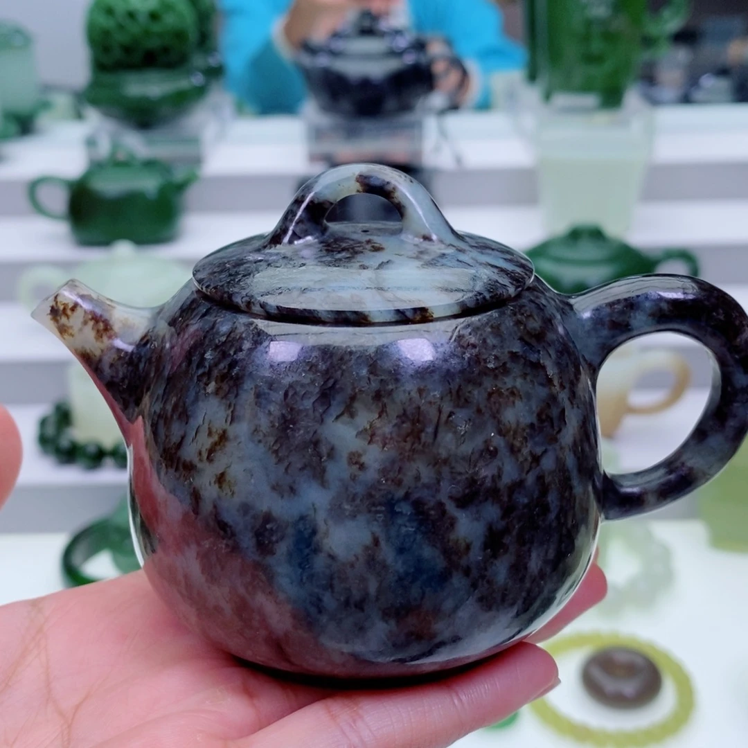 和田玉未镶嵌摆件茶壶