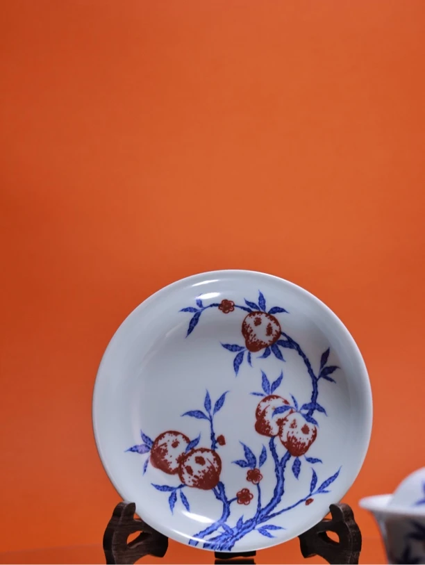 【百家笑谈孙健弘专属】【】忆器 青花釉里红过枝五福壶承